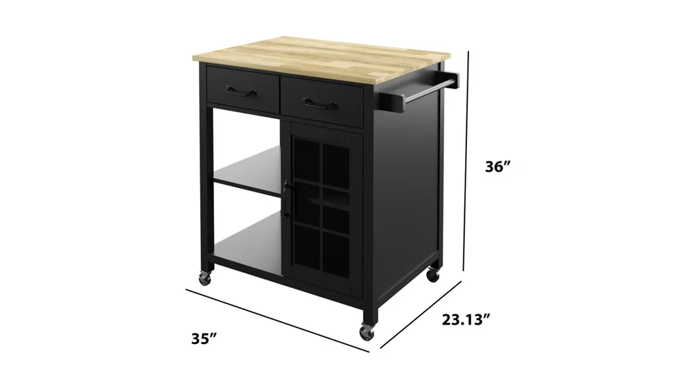 Geremia Rolling Kitchen Cart Dimensions