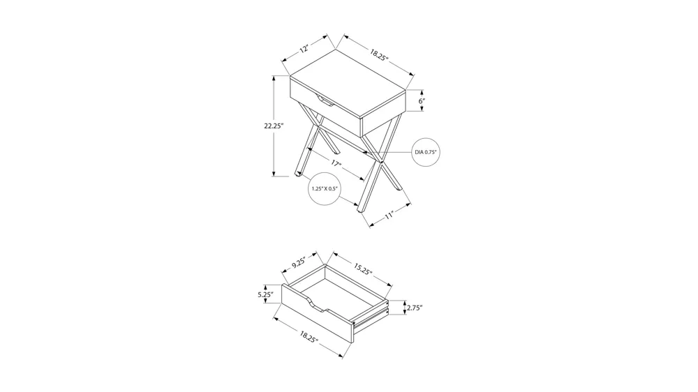 Monarch Specialties X Accent Table Dimensions