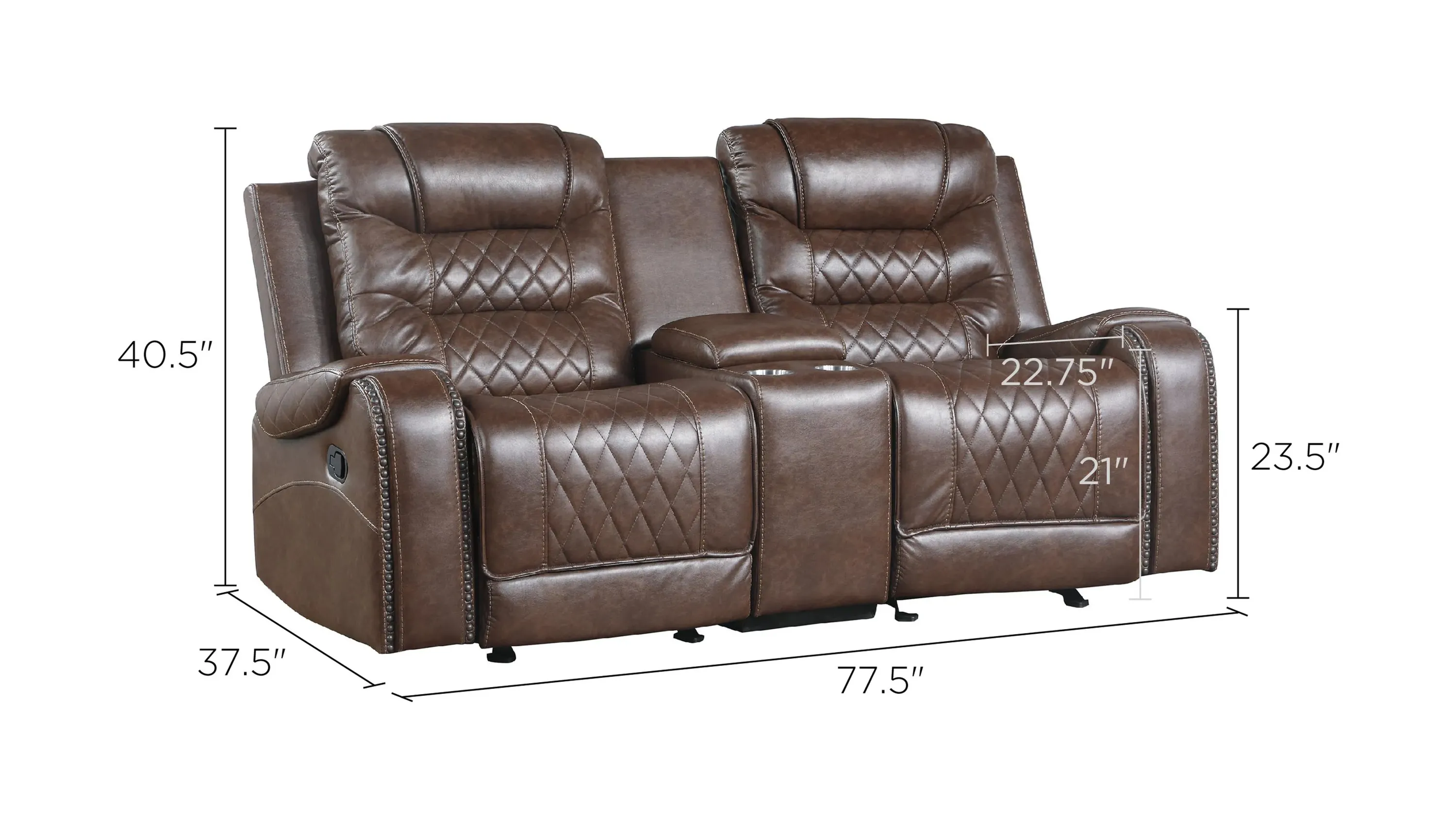 Greenway Double Glider Reclining Console Loveseat w/ USB | Raymour
