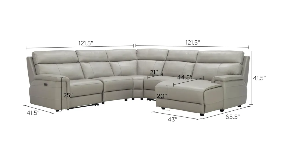 Conrad 5-pc. Sectional Sofa Dimensions