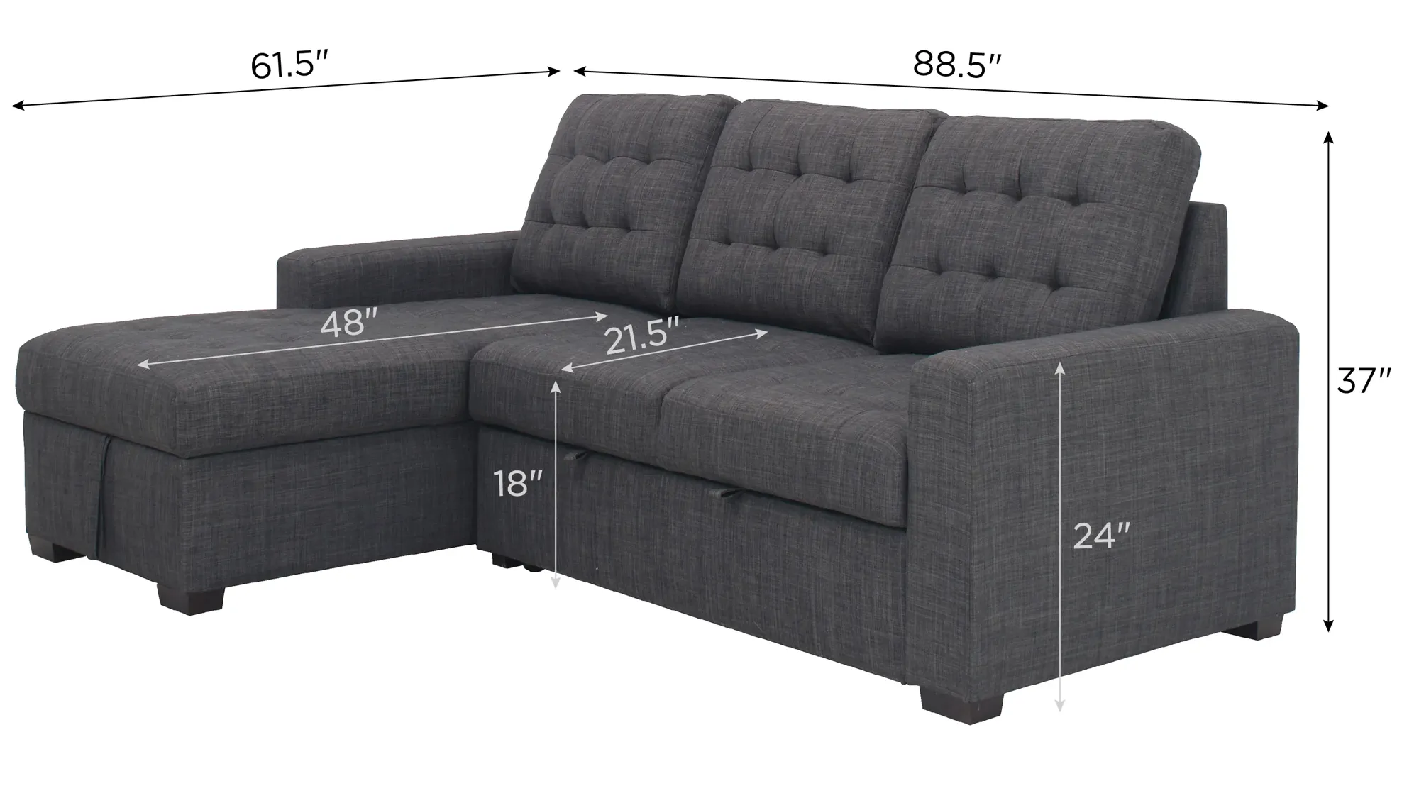 Brynn 2-pc. Sleeper Sofa Chaise W/Storage | Raymour & Flanigan