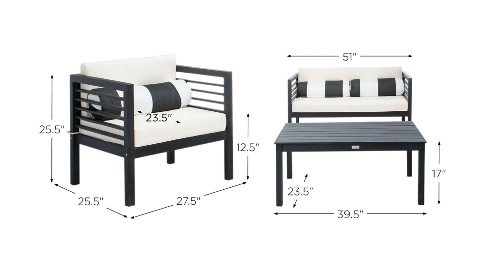 Samana 4-pc. Patio Set Dimensions