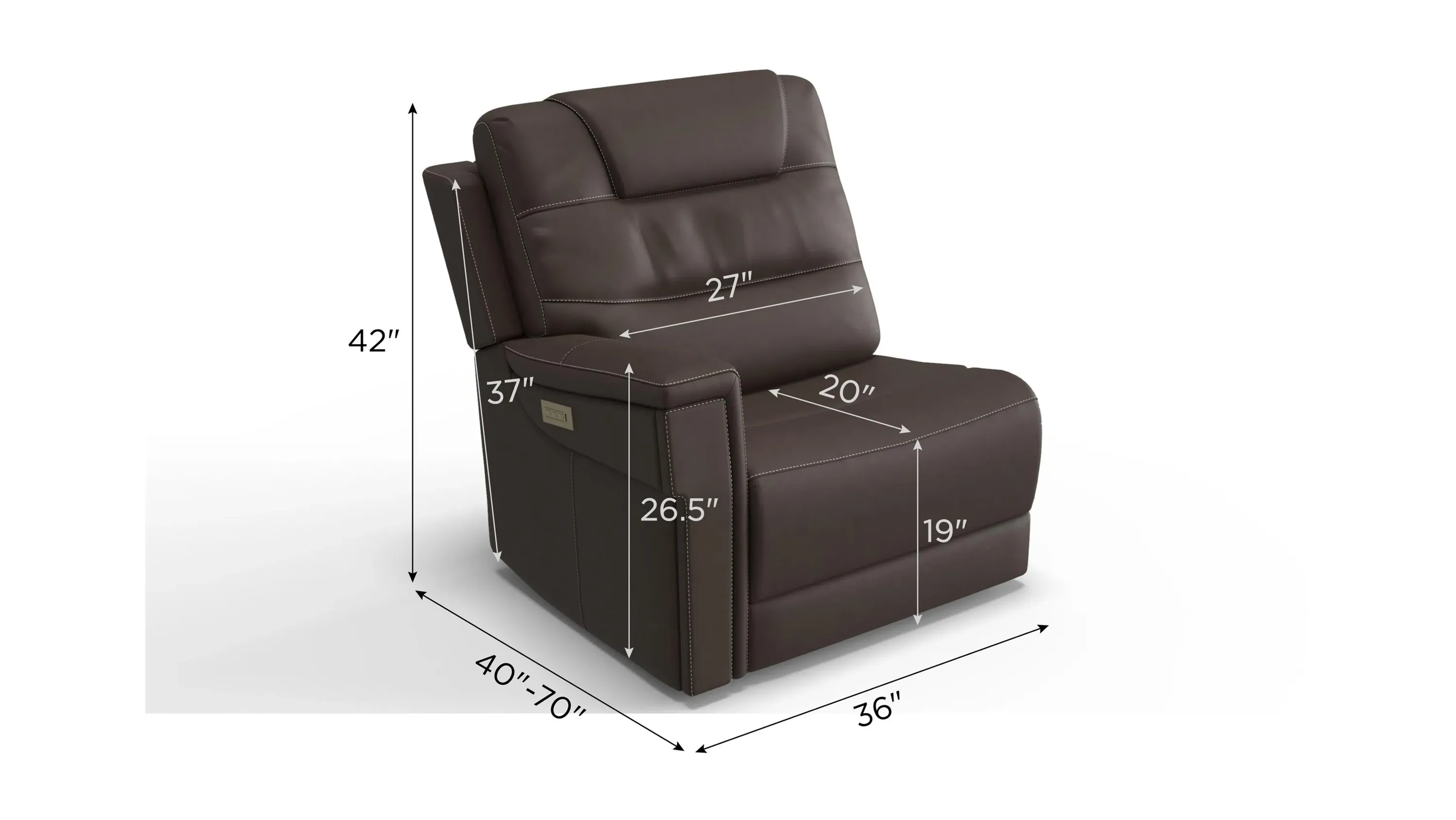 Danbury Left Arm Facing Triple Power Recliner | Raymour & Flanigan