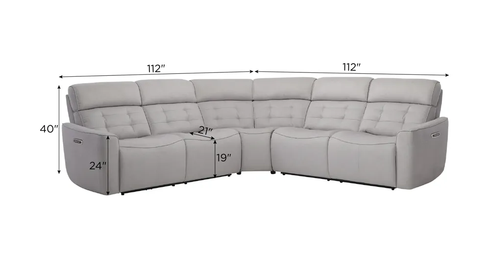 Hanlin 3-pc. Power Sectional Dimensions