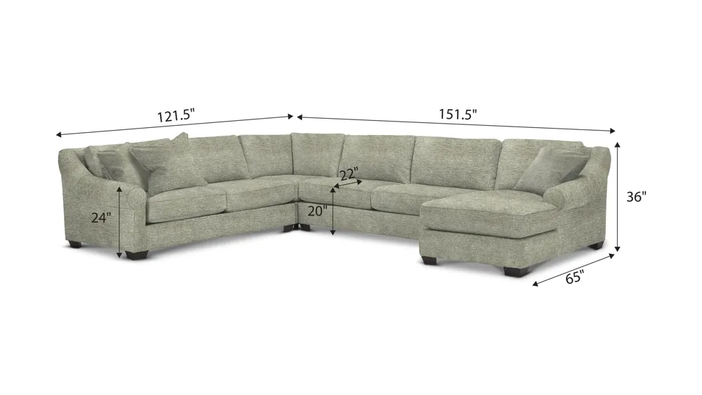 Thatcher 4-pc. Sectional Dimensions