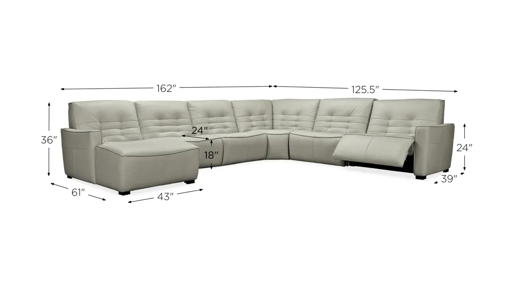 Reaux 6-pc. Power Reclining Sectional w/ Chaise Dimensions