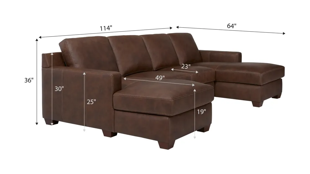 Quinton 3-pc. Leather Sectional Dimensions