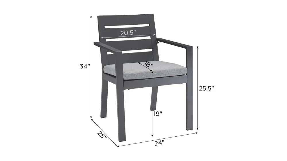 Marella Outdoor Dining Arm Chair Dimensions