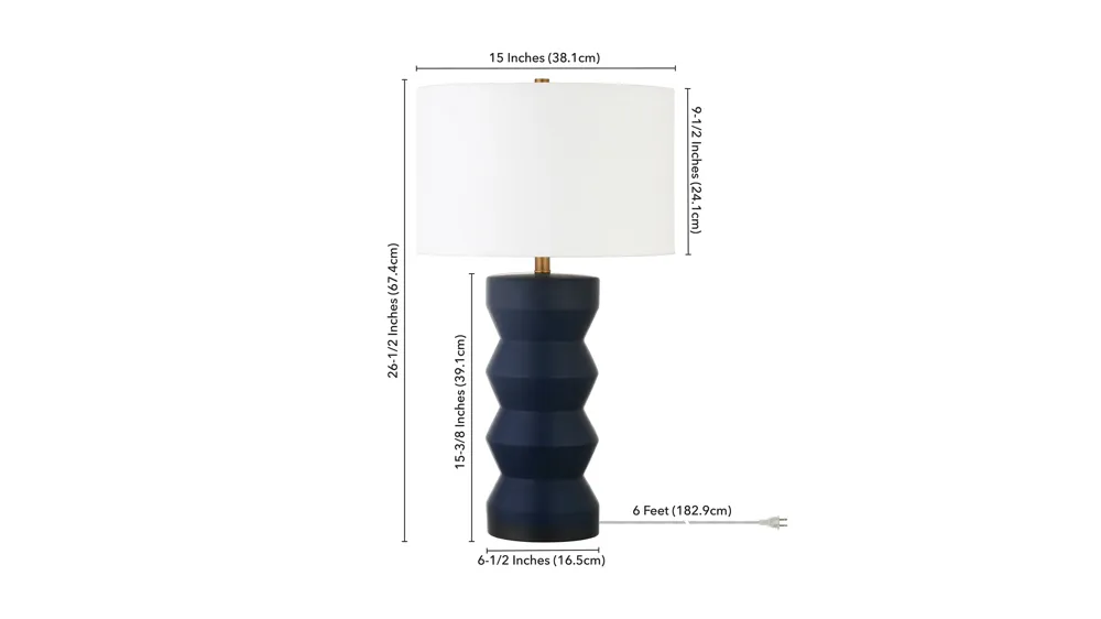 Marion Ribbed Table Lamp Dimensions