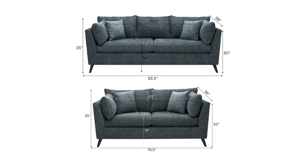 Caruso Living Room Set Dimensions
