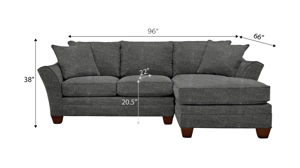 Foresthill 2-pc. Right Hand Chaise Sectional Sofa Dimensions