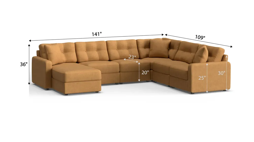ModularOne 6-pc. Sectional Dimensions