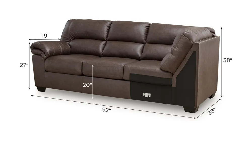 Livingstone Left Arm Facing Sofa w/Return Dimensions