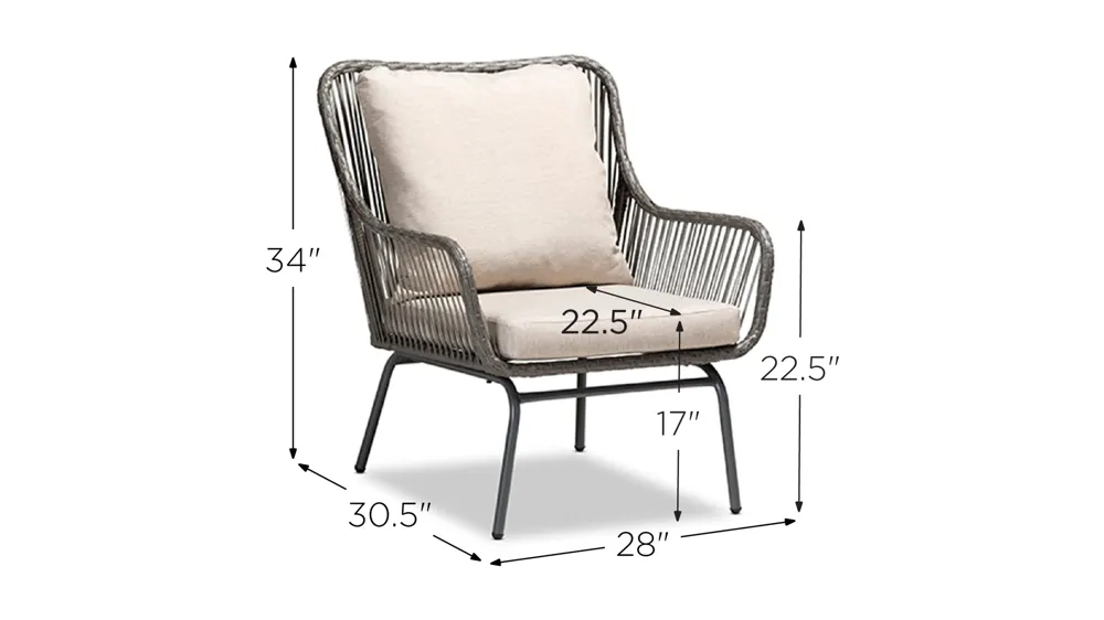 Dermot 2-Piece Outdoor Patio Chair Set Dimensions