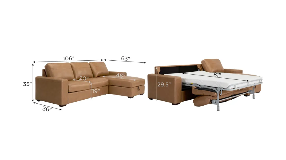 Harley 3-pc. Leather Sofa Chaise | Raymour & Flanigan