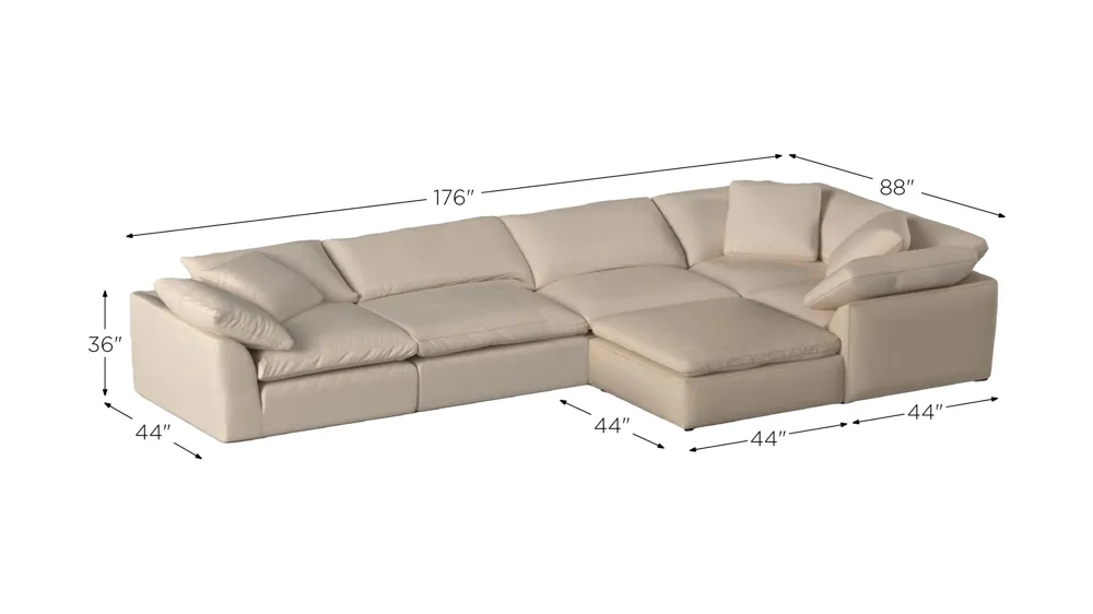 Puff Slipcover 6-pc. Sectional Dimensions