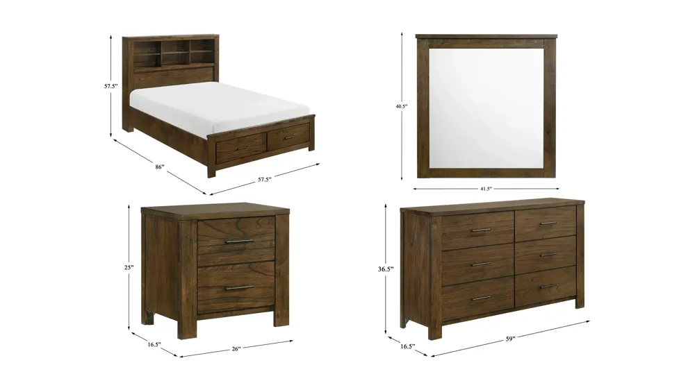 Arya 4pc. Bedroom Set w/ Storage Dimensions