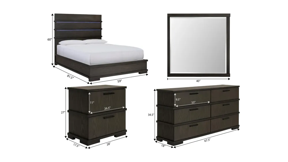Gunnar 4-pc. Bedroom Set Dimensions