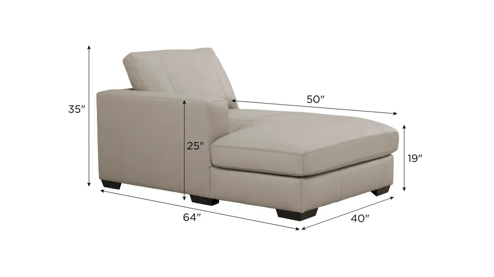 Oaklynn Leather Left Arm Facing  Chaise Dimensions