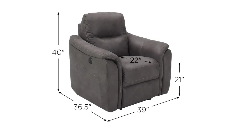 Rockland Microfiber Power Recliner Dimensions