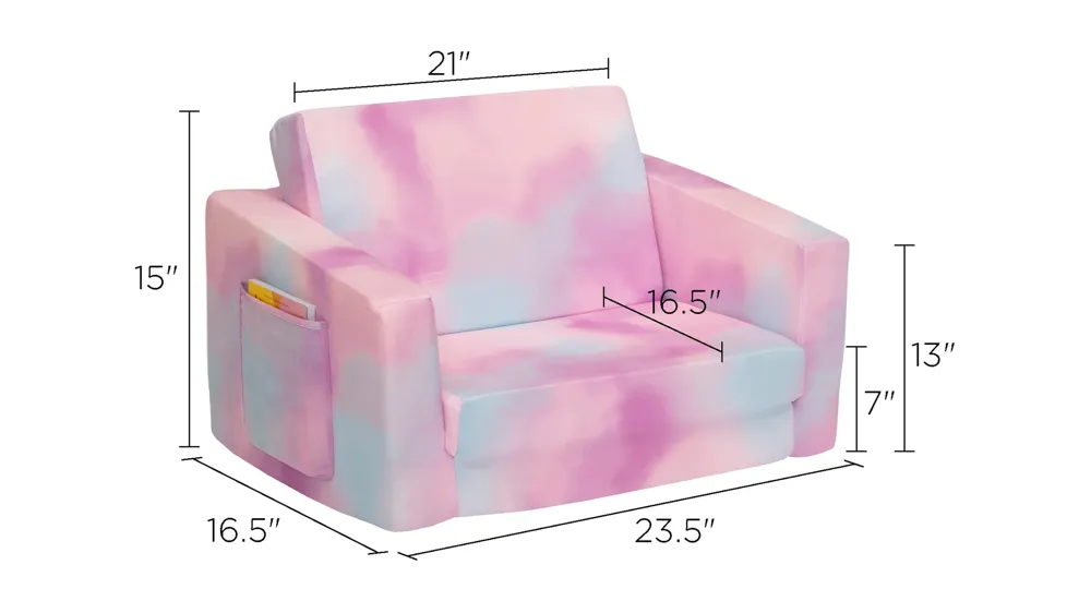 Cozee Flip Out Kids Chair by Delta Children Dimensions