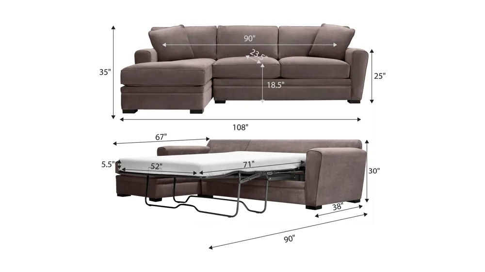 Artemis II 2-pc. Sectional w/ Full Sleeper Dimensions