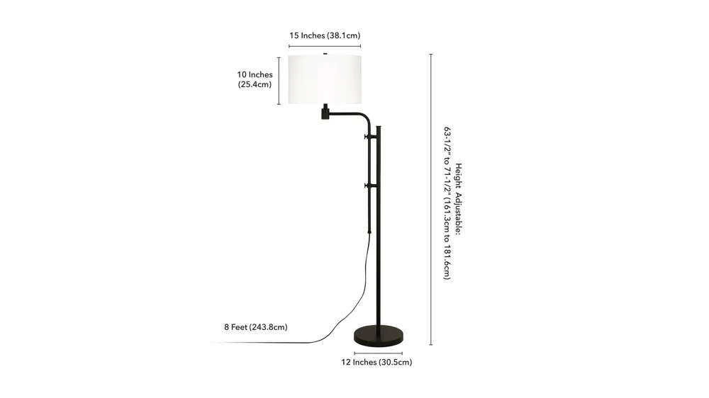 Amon Height-Adjustable Floor Lamp Dimensions