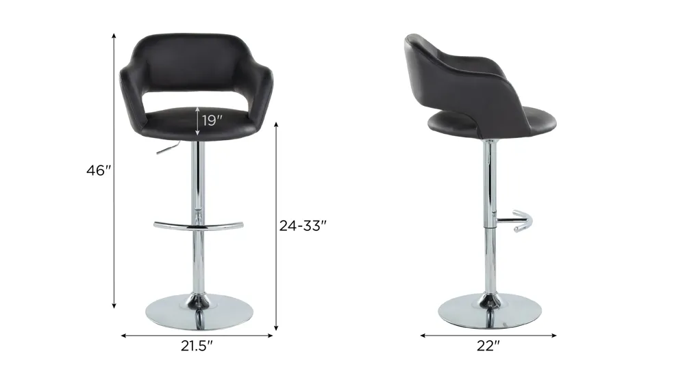 Margarite Adjustable Barstool - Set of 2 Dimensions