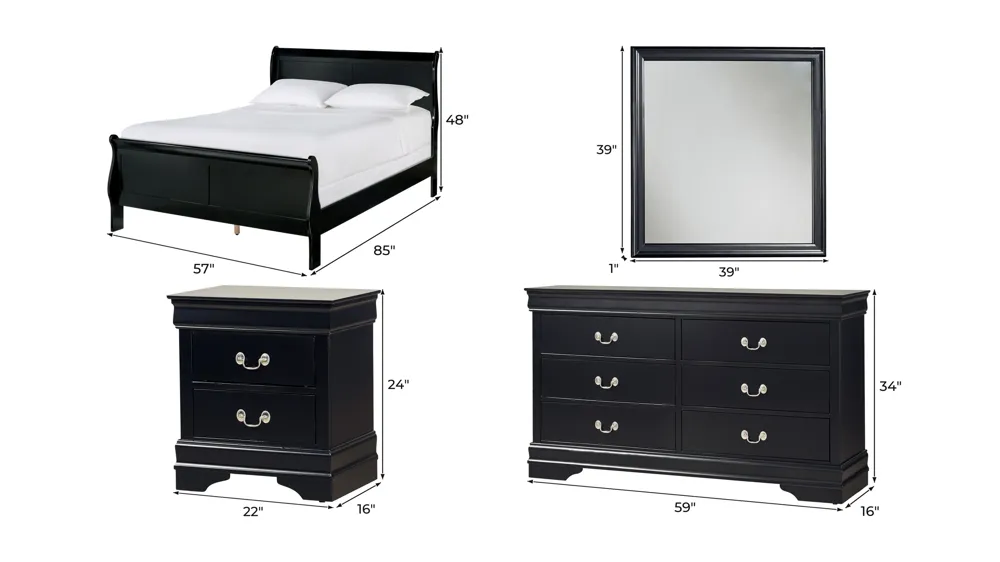 Edina 4-pc. Bedroom Set Dimensions