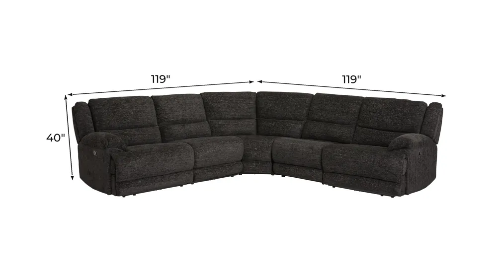 Filmore 5-pc. Manual Sectional Dimensions