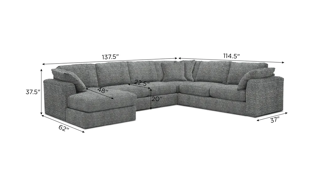 Nappily 4-pc. Sectional Dimensions