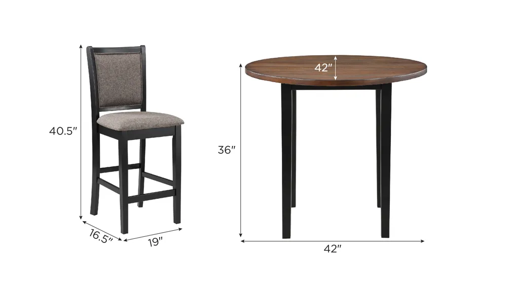 Potomac 5-pc. Counter Dining Set Dimensions
