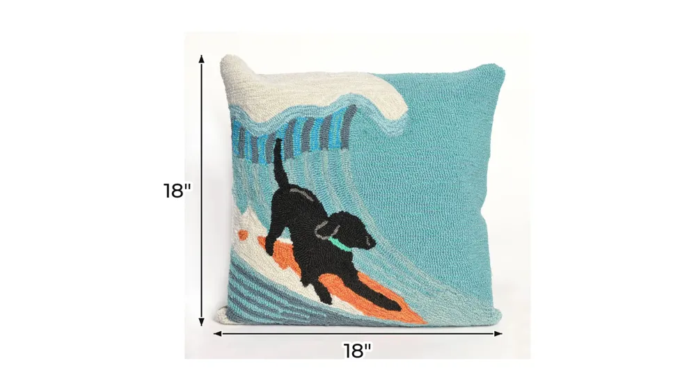 Liora Manne Frontporch Surfing Dog Pillow Dimensions