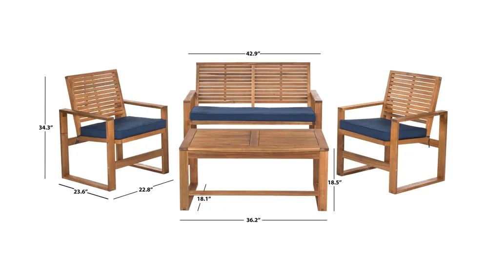 Lia 4-pc. Patio Set Dimensions