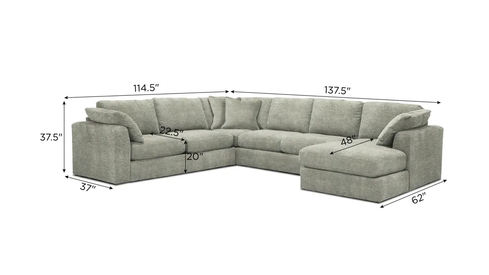 Nappily 4-pc. Sectional Dimensions