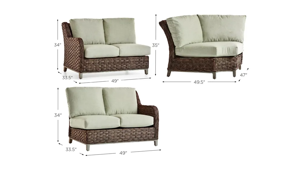 Grand Isle 3-pc. Outdoor Sectional Dimensions