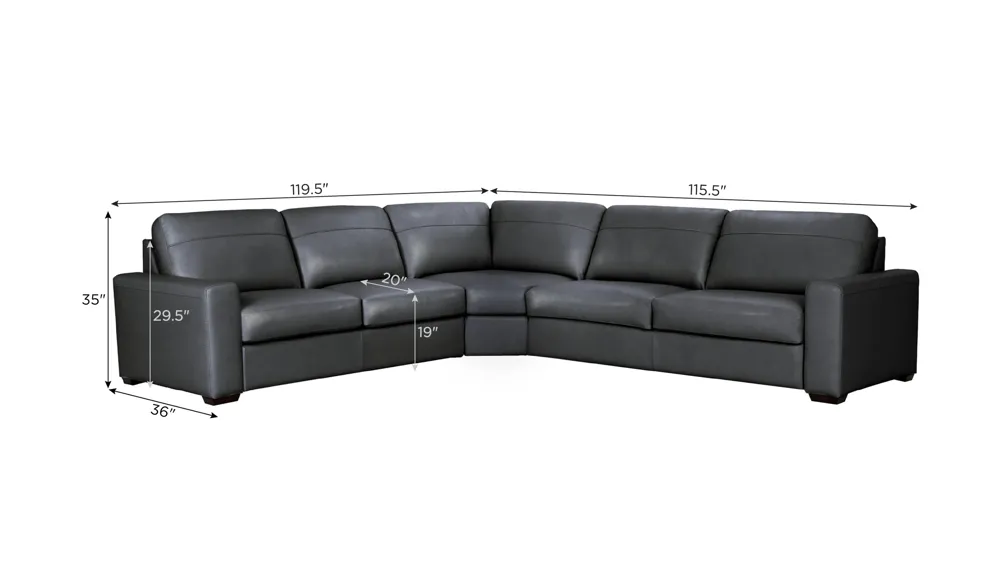 Harley 4-pc. Leather Sectional Dimensions