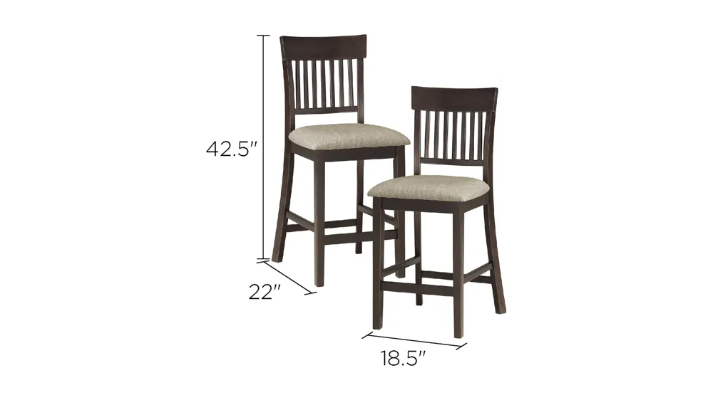 Counter Height Dining Chair With Slat Back (Set of 2) Dimensions