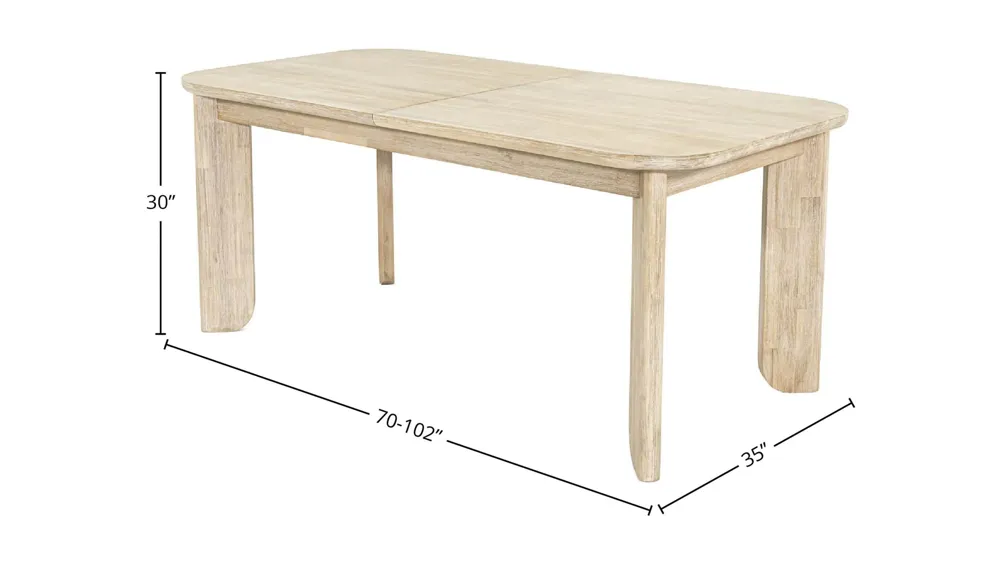 Haru Extension Dining Table (70"/102") Dimensions