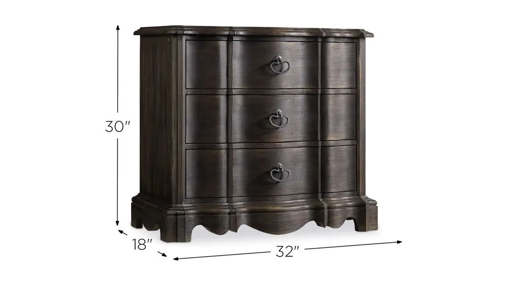 Corsica Three Drawer Nightstand Dimensions