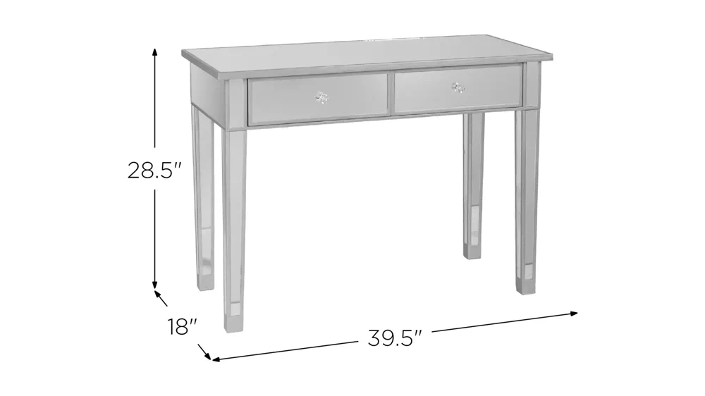 Halsey Mirrored Two-Drawer Console Table Dimensions
