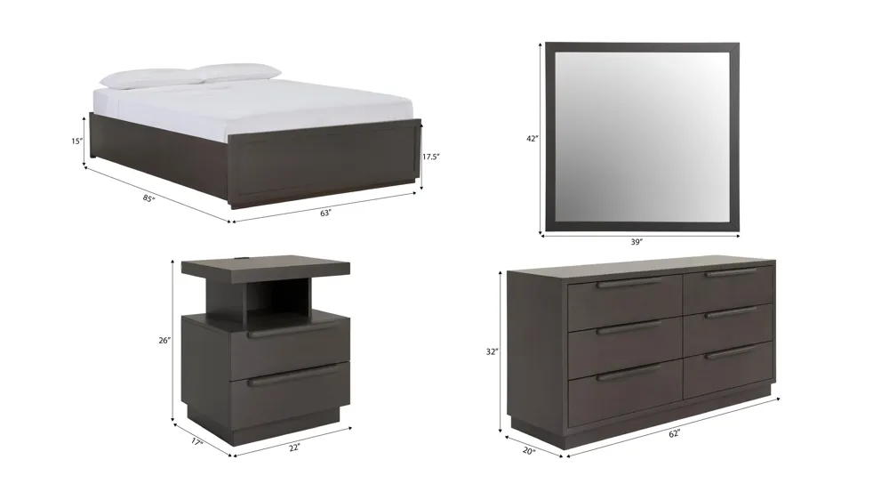 Paramore 4-pc. Bedroom Set Dimensions