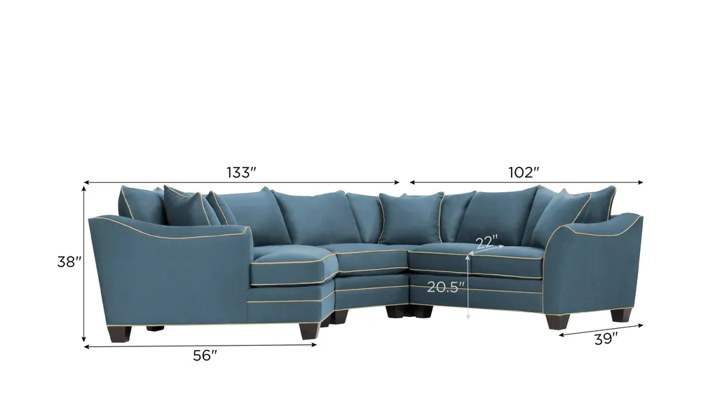Foresthill 4-pc. Left Hand Cuddler Sectional Sofa Dimensions
