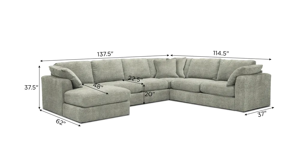 Nappily 4-pc. Sectional Dimensions