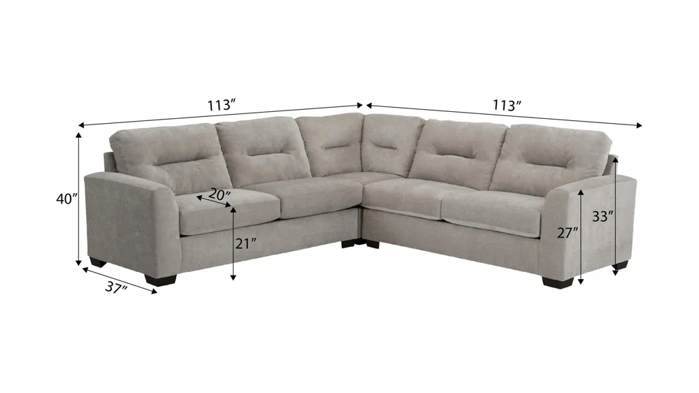 Oliver 3-pc. Sectional Dimensions