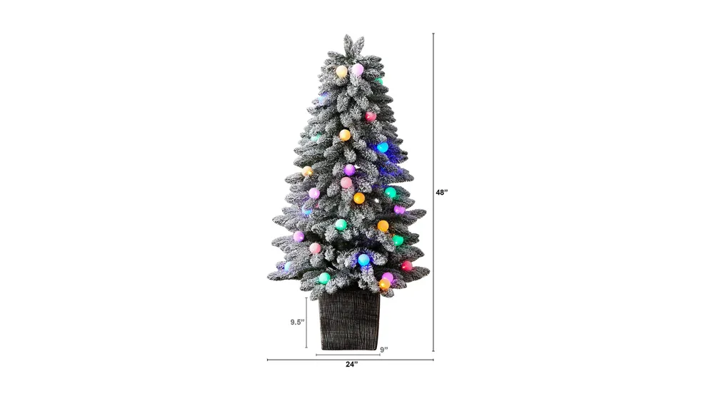 4' Pre-Lit Winter Flocked Artificial Tree Dimensions