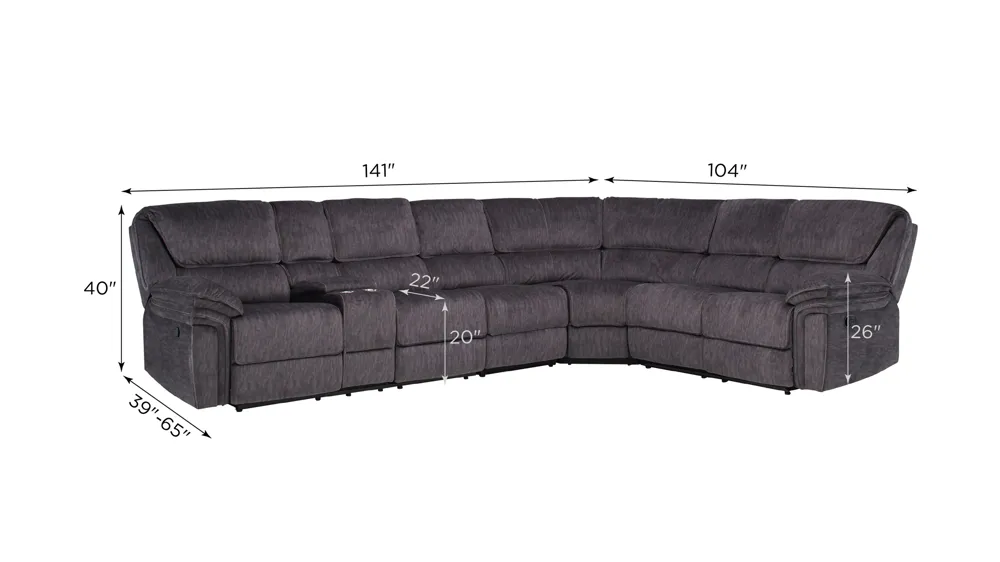 Portman 4-pc. Reclining Sectional Dimensions