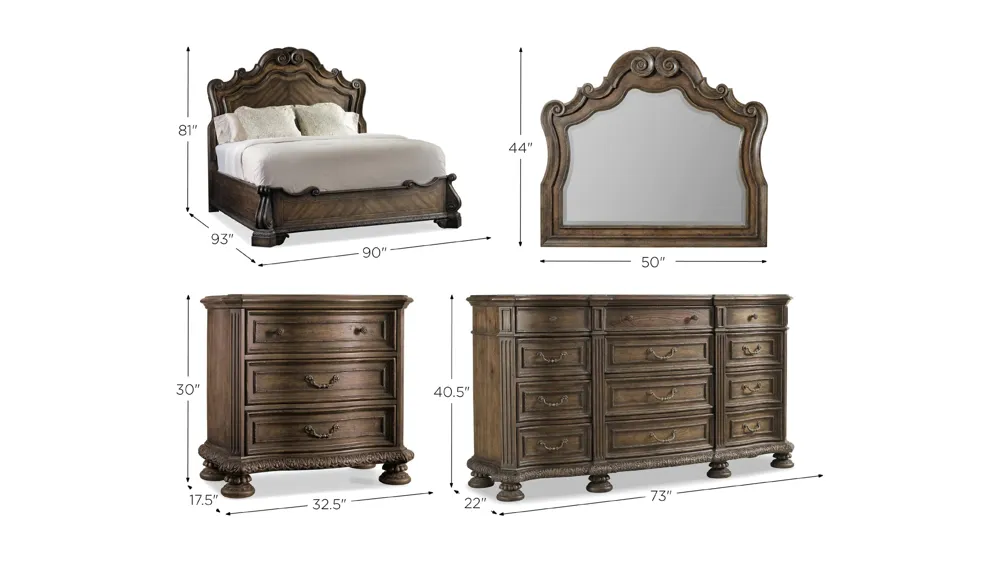 Rhapsody 4-pc. Panel Bedroom Set Dimensions