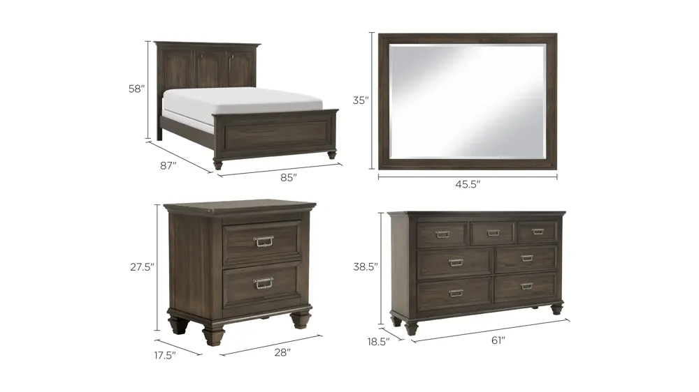 Taiden 4-pc. Bedroom Set Dimensions