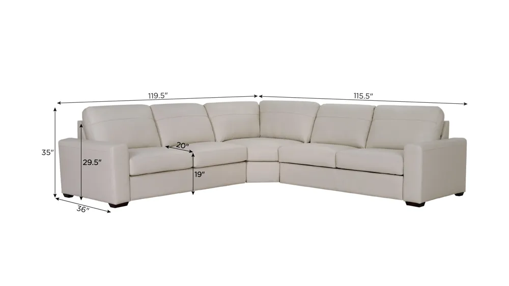 Harley 4-pc. Leather Sectional Dimensions